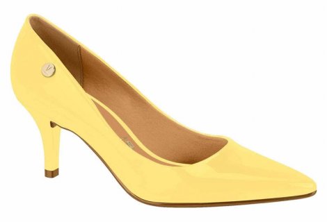 Sapato Scarpin Salto Médio Vizzano Verniz - Amarelo