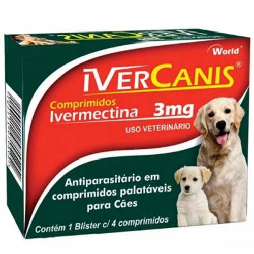 Sarnicida para Cães Ivercanis 3mg (Ivermectina) - 4 Comprimidos