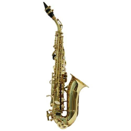 Saxofone Soprano Curvo Sib Dourado Waldman com Case