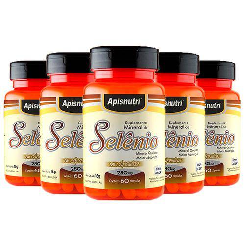 Selênio - 5 Un de 60 Cápsulas - Apisnutri