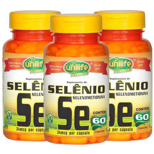 Selênio Quelato Selenometionina 60 Cápsulas de 500mg Kit com 3