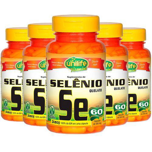 Selênio Quelato - Unilife - 5 Un de 60 Cápsulas