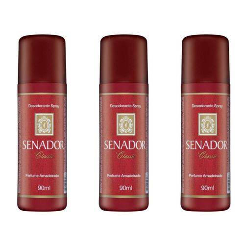 Senador Classic Desodorante Spray 90ml (kit C/03)