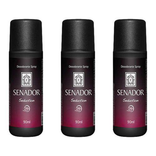 Senador Seduction Desodorante Spray 90ml (kit C/03)