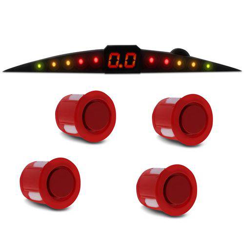 Sensor de Estacionamento 4 Pontos Vermelho Display Led Colorido