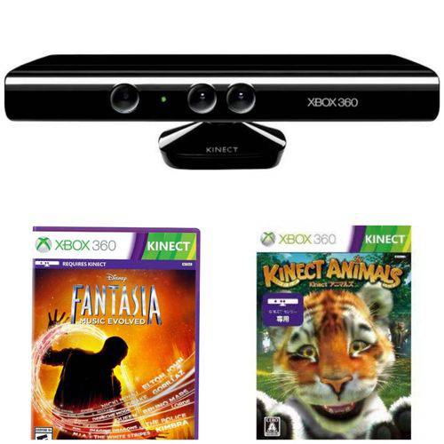 Sensor Kinect Xbox 360 Mostruário + Game Xbox 360 Disney Fantasia: Music Evolved + Game Xbox 360 Kinectimals