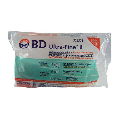 Seringa Insulina Ultra Fine 100ui X 8x0,3mm Bd 10un