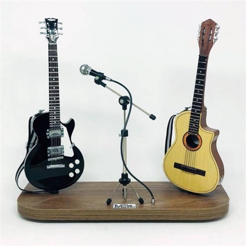 Set Guitarra Les Paul + Microfone + Violão Elétrico 1:4 TudoMini