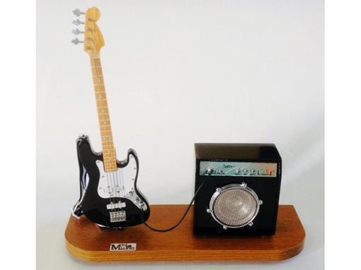 Set Miniatura de Baixo Elétrico Jass Bass Preto + Amplificador Pequeno - 1:4 - TudoMini 1410138