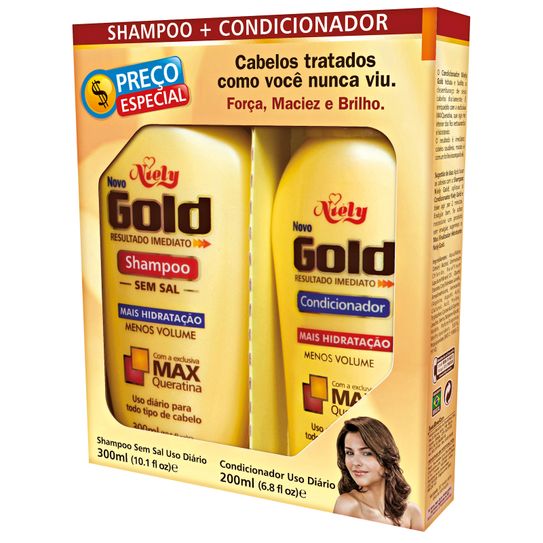 Shampoo 300ml+condicionador 200ml Niely Gold Uso Diário