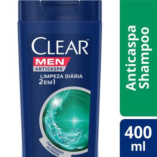 Shampoo Anticaspa Clear Men 2 em 1 Limpeza Diároa 400ml