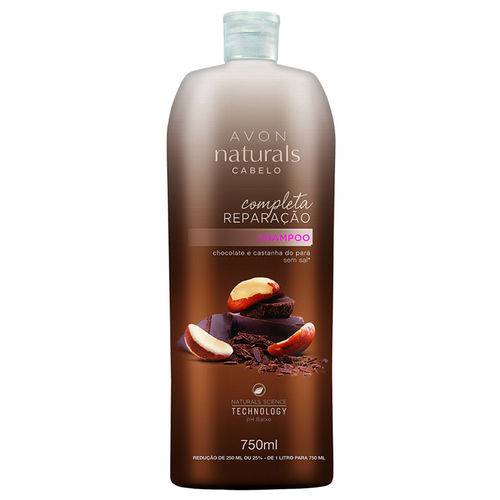 Shampoo Avon Naturals Reparacao Completa Chocolate e Castanha do para - 750ml