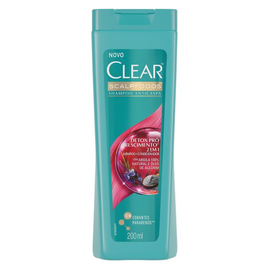 Shampoo Clear Detox Pro Crescimento 2 em 1 200ml