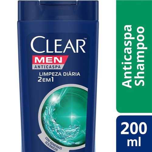 Shampoo Clear Men Limpeza Diária 2 em 1 200ml