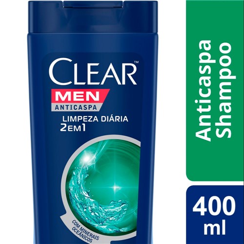 Shampoo Clear Men Limpeza Diária 2 em 1 400ml