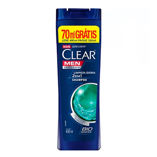 Shampoo Clear Men Limpeza Diária 2 em 1 Leve 400ml Pague 330ml
