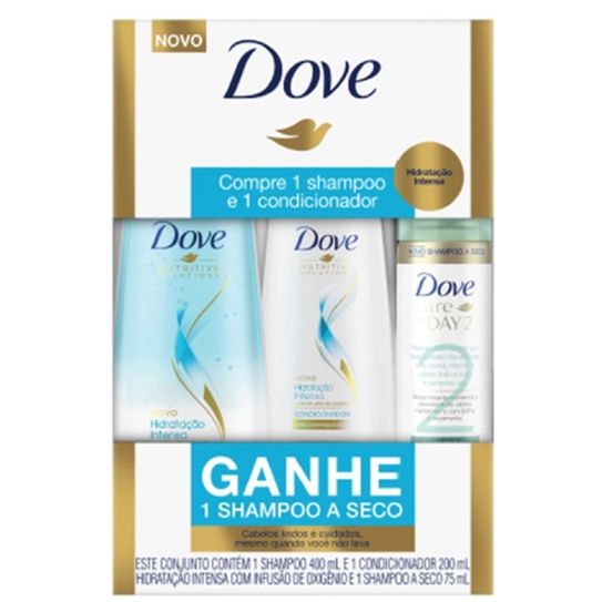 Shampoo + Condicionador Dove Hidratação Intensa 400ml Gratis Shampoo Seco Dove Care Day2 75ml