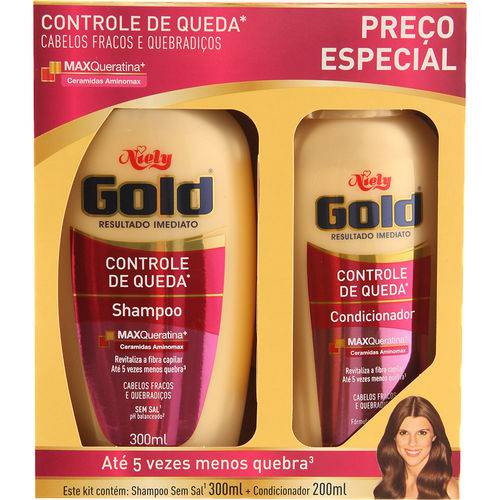 Shampoo + Condicionador Niely Gold Controle de Queda - 300ml/200ml