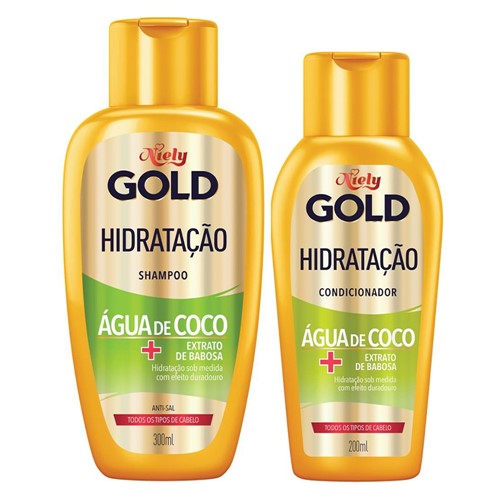 Shampoo + Condicionador Niely Gold Hidratação Milagrosa Água de Coco 300ml + 200ml Preço Especial