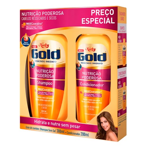 Shampoo + Condicionador Niely Gold Nutrição Poderosa com 300ml+200ml Preço Especial