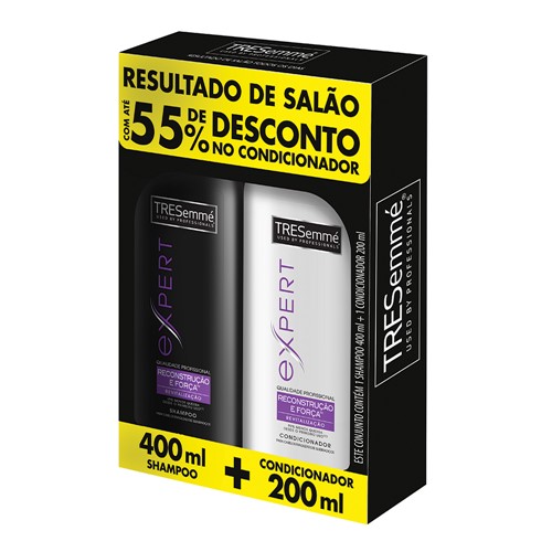 Shampoo + Condicionador TRESemmé Reconstrução e Força para Cabelos Danificados 400ml+200ml com Até 55% de Desconto no Condicionador