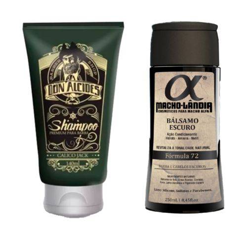 Shampoo de Barba Calico Jack 140 Ml Don Alcides + Balsamo Escuro Macho Landia