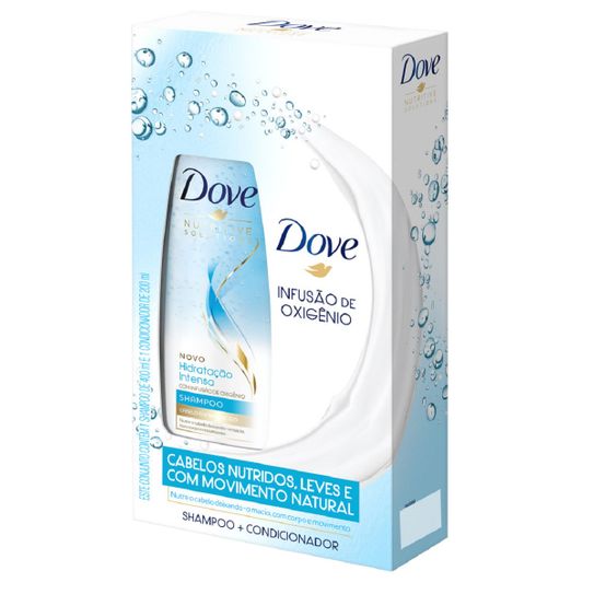 Shampoo Dove Hidratação Intensa Infusão de Oxigênio 400ml + Condicionador Dove Hidratação Intensa Infusão de Oxigênio 20ml