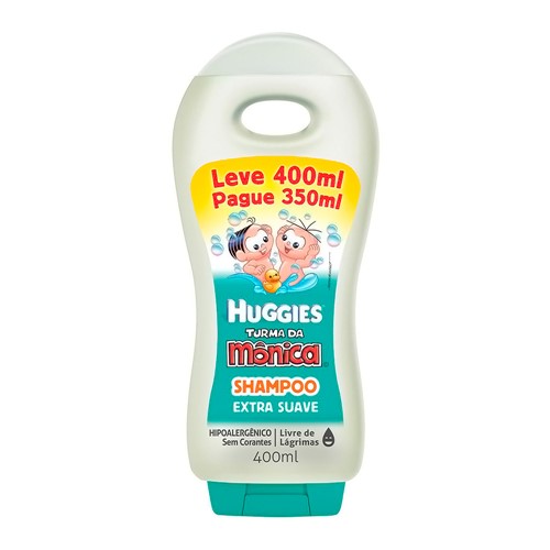 Shampoo Infantil Huggies Turma da Mônica Extra Suave Leve 400ml Pague 350ml