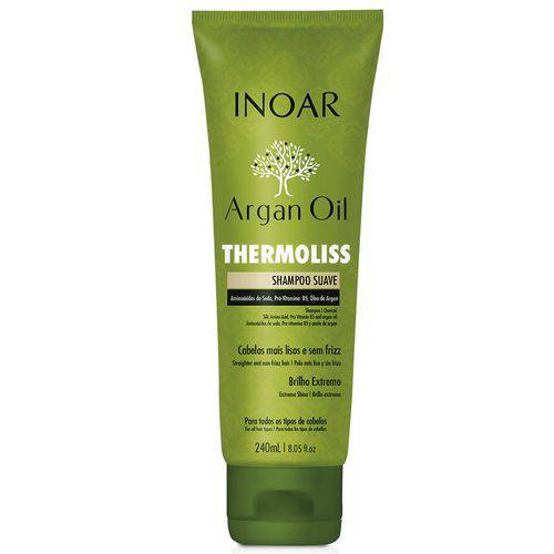 Shampoo Inoar Argan Oil Suave Thermoliss 240ml - Cabelos com Frizz, Ondulados ou Indisciplinados