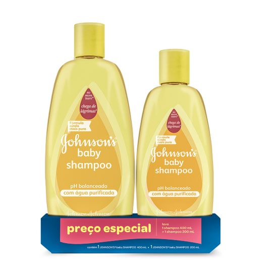 Shampoo Johnson & Johnson Baby Regular 400ml + Shampoo Johnson &Johnson Baby Regular 200ml Preço Especial