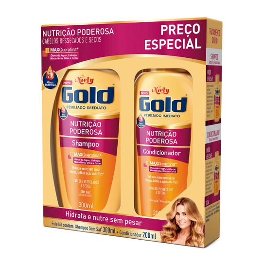 Shampoo Niely Gold Nutrição Poderosa 300ml + Condicionador Niely Gold Nutrição Poderosa 200ml