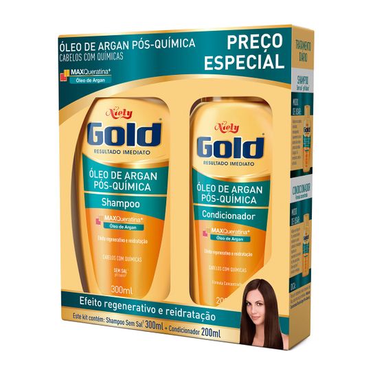Shampoo Niely Gold Pós-Quimica 300ml + Condicionador Niely Gold Pós-Quimica 200ml