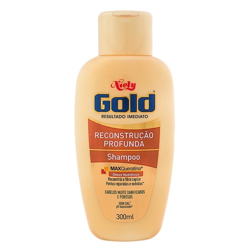Shampoo Niely Gold Reconstrução Profunda Sem Sal com 300ml