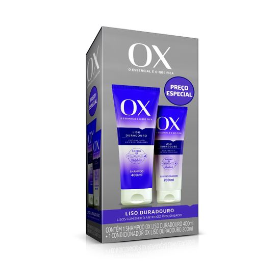 Shampoo Ox Liso Duradouro 400ml + Condicionador Ox Liso Duradouro 200ml Preço Especial