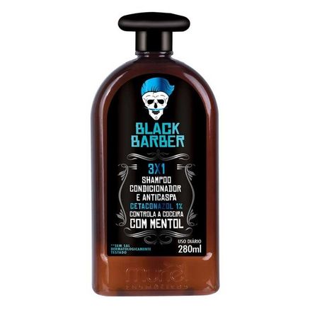Shampoo para Barba Muriel Black Barber 3x1 Anticaspa 280ml