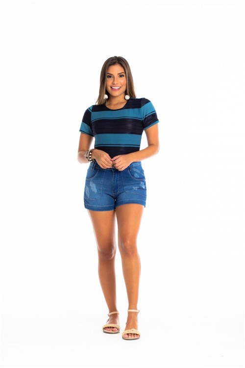Short Jeans Feminino com Lycra - Azul
