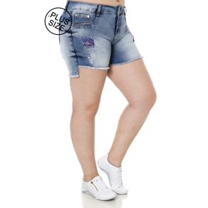 Short Jeans Plus Size Feminino Amuage Azul 48