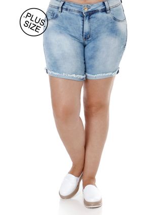 Short Jeans Plus Size Feminino Amuage Azul