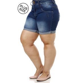 Short Jeans Plus Size Feminino Azul 44