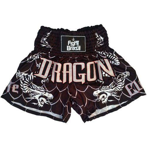 Short Muay Thai Preto Fight Brasil Dragon Elite