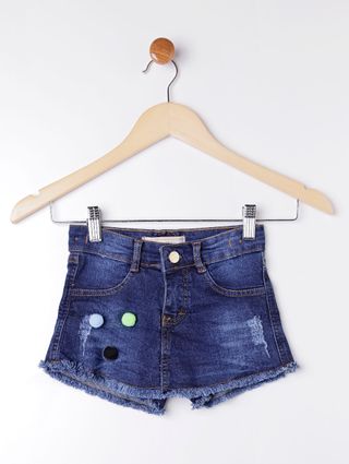 Short-Saia Jeans Infantil para Menina - Azul
