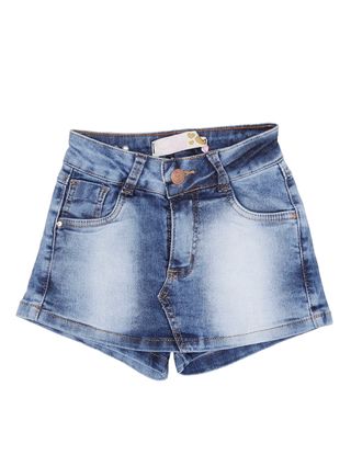 Short-Saia Jeans Juvenil para Menina - Azul