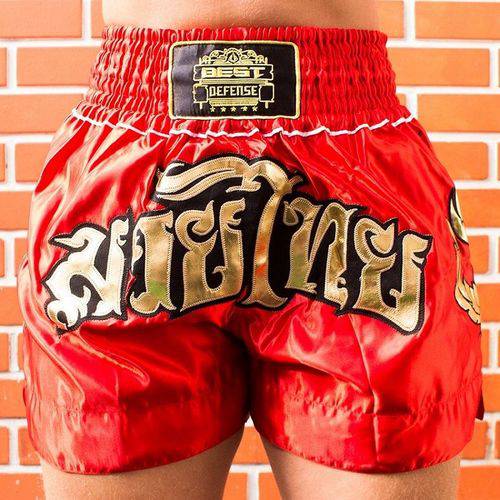 Shorts de Muay Thai Best Defense Vermelho-dourado