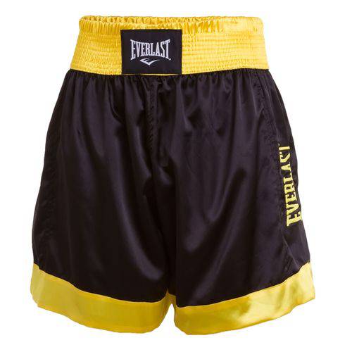Shorts de Muay Thai Bordado Lateral - Everlast - Preto/Amarelo
