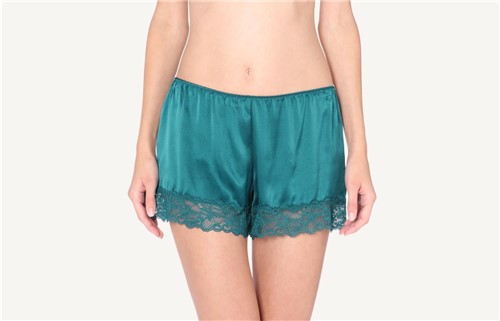 Shorts de Pijama de Seda - Verde P