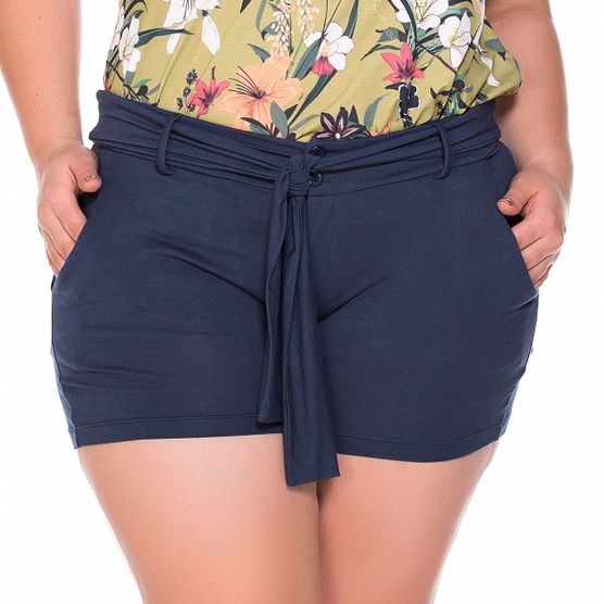 Shorts em Malha com Amarracao Plus Size M