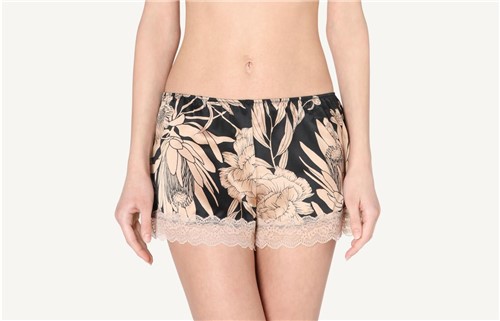 Shorts em Seda Blooming Sauvage - Preto M