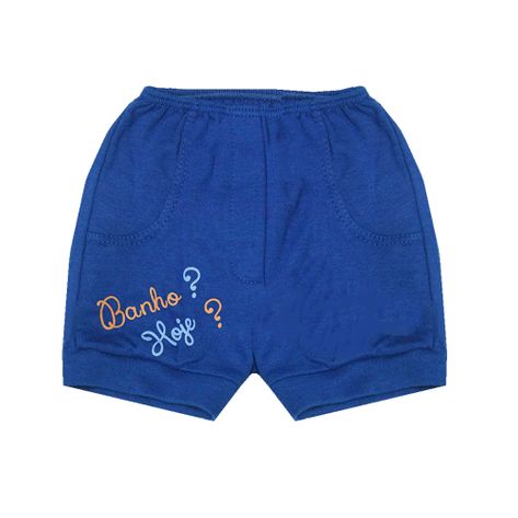 Shorts Estampado Cachorrinho Azul Escuro P