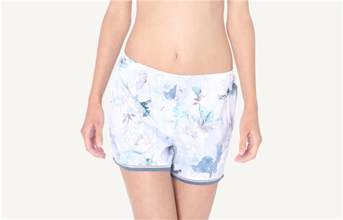 Shorts Estampado Flores Matizadas - Azul M