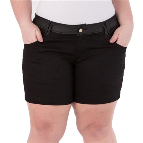 Shorts Feminino com Aplique Bolsos Plus Size